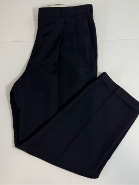 Slates men’s Classic Navy pleated cuffed Dress Pants size 38 x 34